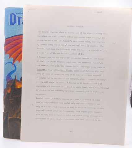 Dragon Magazine 49 w/Samurai Manuscript from Author TSR Unique, by Staff, Tony Salva