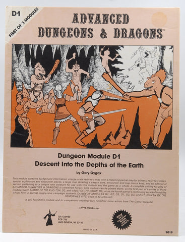 AD&D D1-2 Descent Into the Depths of the Earth Monochrome, by Gary Gygax