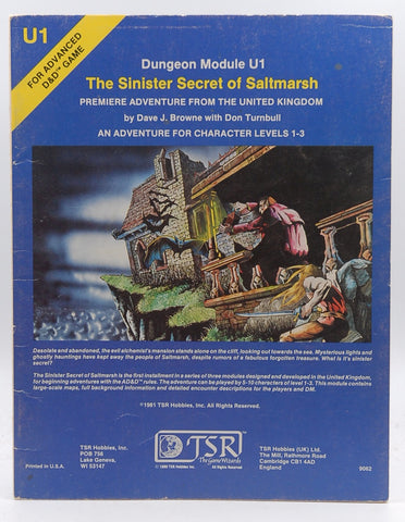 The Sinister Secret Of Saltmarsh (AD&D Roleplaying, Module U1), by Don Turnbull, Dave Browne