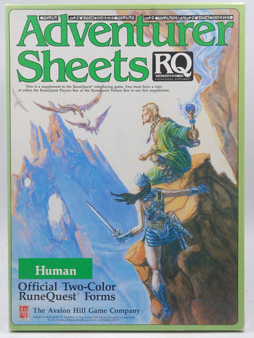 Runequest Adventurer Sheets Human RQ RPD, by