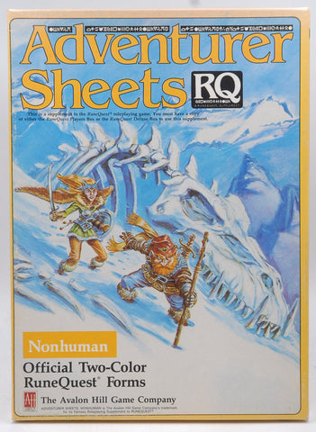 Runequest Adventurer Sheets Nonhuman RQ RPG, by Staff