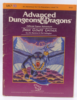 AD&D UK7 Dark Clouds Gather VG+ TSR lvl 7-9, by Jim Bambra, Phil Gallagher  