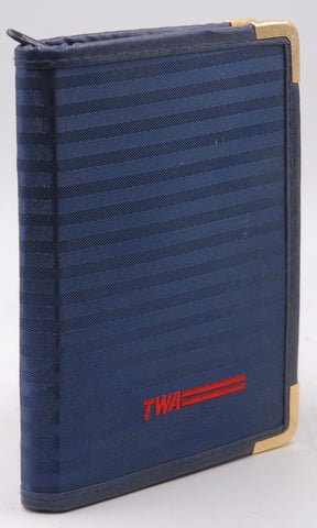 TWA Airlines Address Book Luggage Tag Pen Zip Up Case, by None
