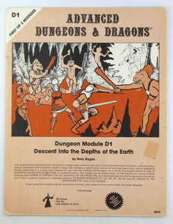 AD&D D1 Descent into the Depths of the Earth Monochrome VG 2nd Print, by Gary Gygax  