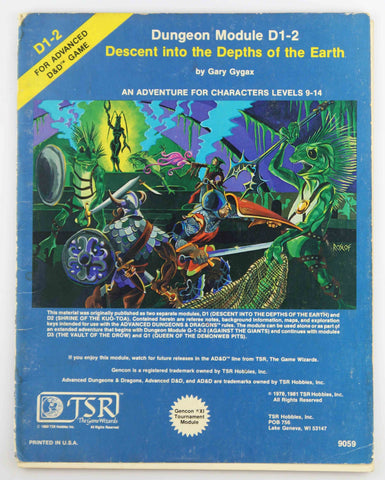 AD&D D1-2 Descent into the Deapths of the Earth G+, by Gygax  