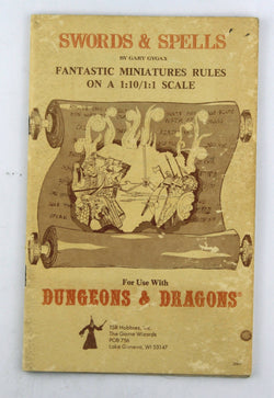 Swords & Spells Fantastic Miniatures Rules on a 1:10/1:1 Scale for use with Dungeons & Dragons, by Gygax, Gary  