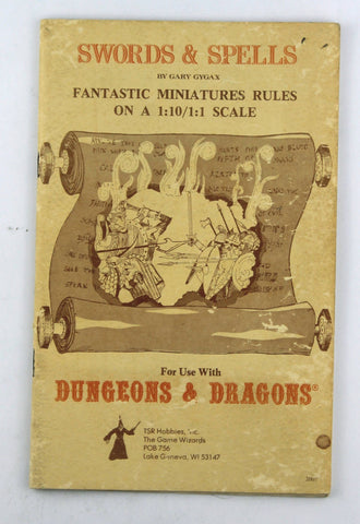 Swords & Spells Fantastic Miniatures Rules on a 1:10/1:1 Scale for use with Dungeons & Dragons, by Gygax, Gary  