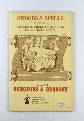 D&D Swords & Spells 5th Printing, by Gary Gygax  