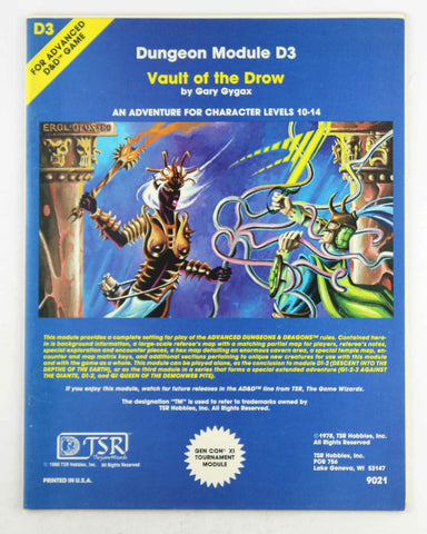 Dungeon Module D3 - Vault of the Drow (Adv. Dungeons & Dragons, D3), by Gary Gygax  