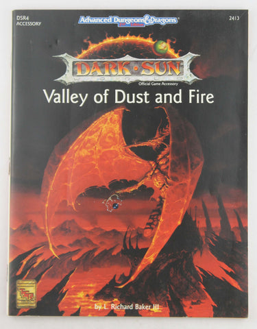 AD&D 2nd Ed Valley of Dust and Fire Dark Sun VG, by L Richard Baker III  