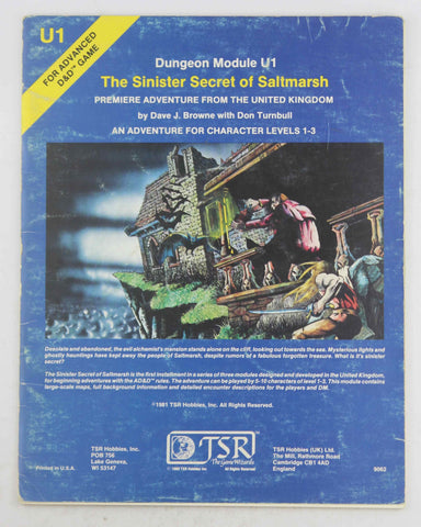 The Sinister Secret Of Saltmarsh (AD&D Roleplaying, Module U1), by Don Turnbull, Dave Browne  
