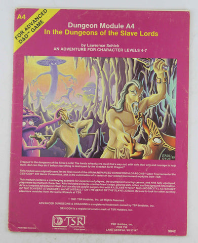 Advanced Dungeons and Dragons: Dungeon Module A4, In the Dungeons of the Slave Lords, by Schick, Lawrence  