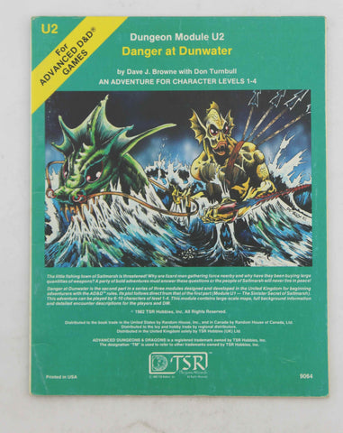 AD&D U2 Danger at Dunwater VG+, by Browne, Turnbull  