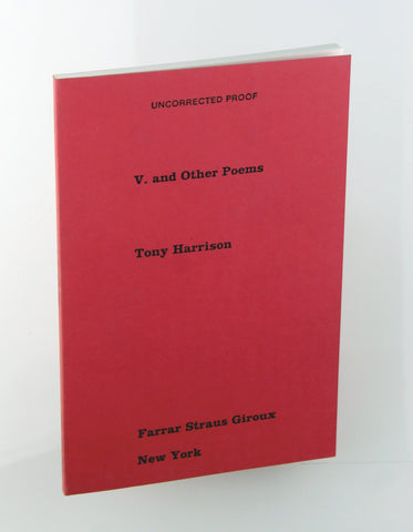 V. and Other Poems Uncorrected Proof, by Tony Harrison  