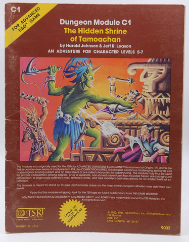 AD&D C1 The Hidden Shrine of Tamoachan TSR lvl 5-7 G+, by Harold Johnson, Jeff R Leason  