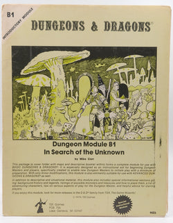 D&D B1 In Search of the Unknown Monochrome, by Mike Carr  