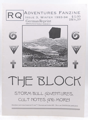 RQ Runequest Adventures Fanzine The Block Issue 3 Winter 1993-94, by Castelucci, et al  