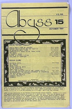 Abyss #15 October 1981 RPG D&D Magazine/Zine, by Various Authors  