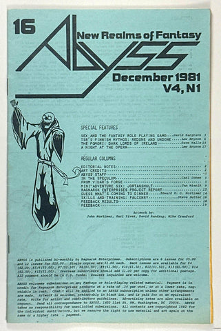 Abyss #16 December 1981 RPG D&D Magazine/Zine, by Various Authors  