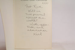 Literary Terms: A Dictionary, by Beckson, Karl Signed 
